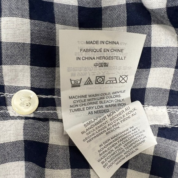 J Crew Women's Boy Shirt Sz 00 Button Down Navy Blue Check Long Sleeve - Picture 9 of 10